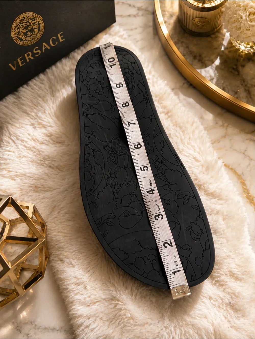 Versace Medusa Slide Sandals Black White Gold Men’s Size 8